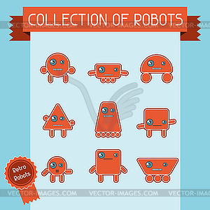 Little abstract robot doodle collection - vector clip art