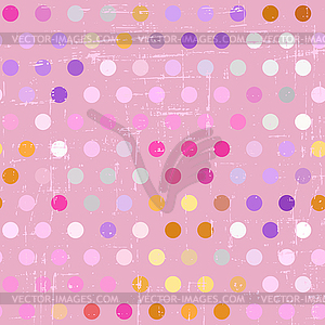 Seamless polka dot pattern on grunge background - vector clip art