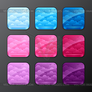 Set of backgrounds with clouds for app icons - vector clip art