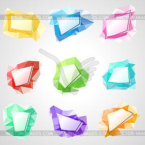 Multicolored speech bubbles with abstract triangula - vector image