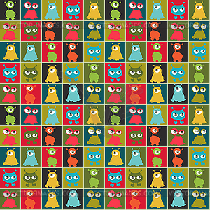 Abstract seamless pattern with cute monsters - vector EPS clipart