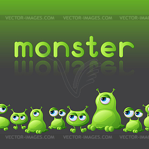 Abstract background with cute monsters - vector clip art