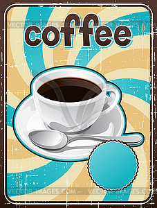 Poster with coffee cup in retro style - vector clipart