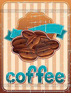 Плакат с кофе в зернах в стиле ретро - клипарт в формате EPS