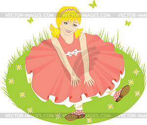Child in pink dress - vector image