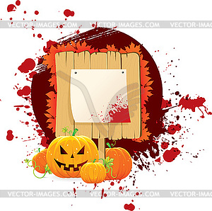 Halloween background with pumkins - vector image