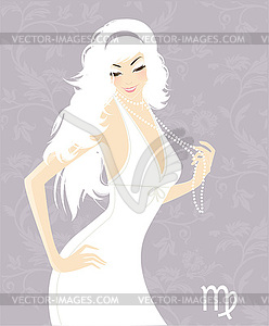 Beautiful girl in white dress - zodiac signs - royalty-free vector clipart