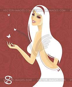 Beautiful girl in white dress - zodiac signs - vector image