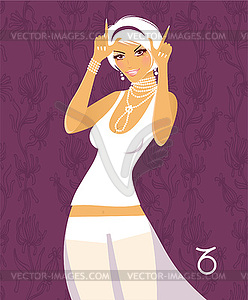 Beautiful girl in white dress - zodiac signs - vector clipart