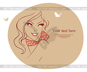 Beautiful woman with butterfly - vector image