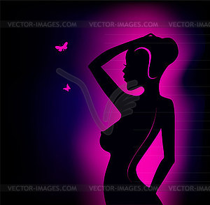 Abstract color glowing background with girl - vector clip art