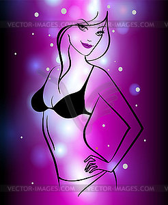 Abstract color glowing background with girl - vector clipart / vector image