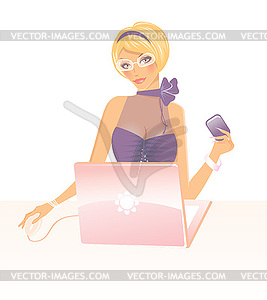 Working girl - vector clipart