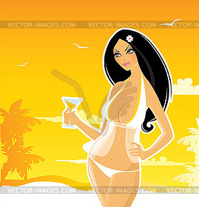 Summer woman in swimsuit - vector clipart