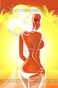 Summer woman in swimsuit - vector clip art