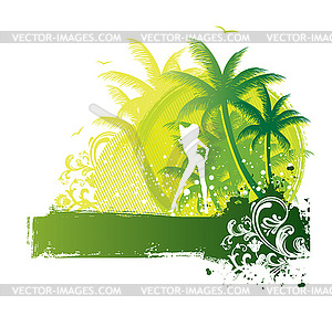 Summer woman - color vector clipart