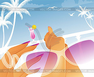 Summer woman in swimsuit - vector clipart