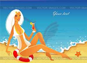 Summer woman in swimsuit - vector clipart