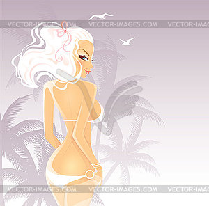 Summer woman - color vector clipart