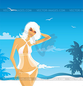 Summer woman in swimsuit - vector clipart