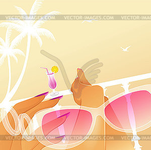 Woman summer vacation - vector clip art