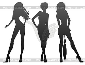 Woman`s silhouette - white & black vector clipart