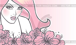 Красивая цветочная женщина - векторный клипарт / векторное изображение