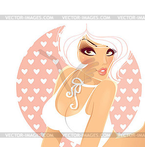 Beautiful woman with hearts - vector EPS clipart
