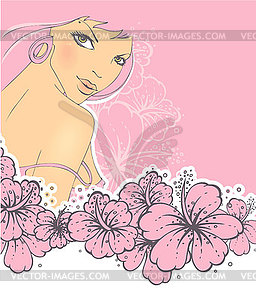 Beautiful floral woman - vector clipart