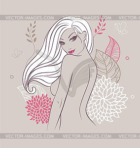 Beautiful floral woman - vector clip art