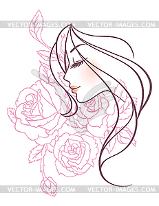 Beautiful floral woman - vector clip art