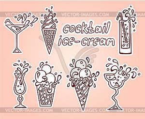 Cocktails icons - vector clipart