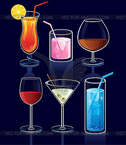 Cocktails icons - vector EPS clipart