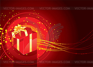 Christmas present box magic - vector image