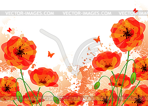 Red poppies back - vector EPS clipart