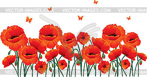 Red poppies back - vector image