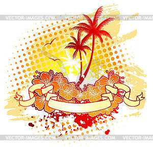 Tropic back with palms - vector clipart / vector image