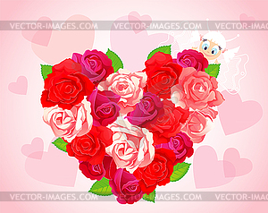 Background with beauty roses - vector image