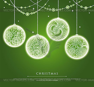 Christmas balls with doodle texture - vector clipart / vector image