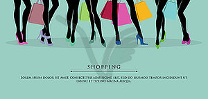 Shopping girls - vector clip art