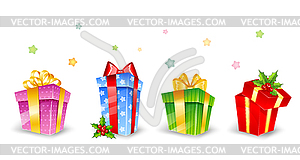 Set of colorful gift boxes with bows - vector clipart