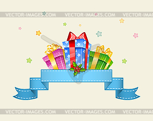 Colorful gift boxes with bows - vector image