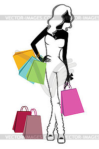 Shopping girls - vector image