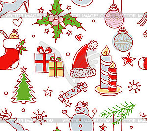 Xmas objects seamless pattern - vector clipart / vector image