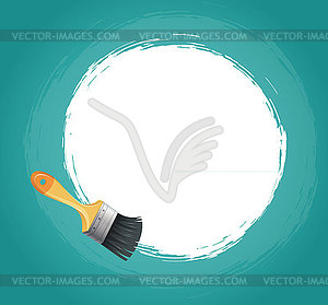 Paint brush with blue splash - vector image