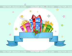 Colorful gift boxes with bows - vector image