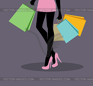 Shopping girl - vector clip art