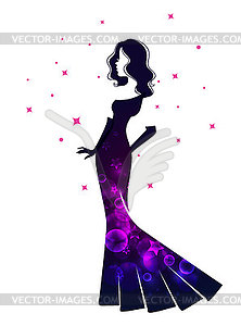 Woman silhouette in dress - vector image