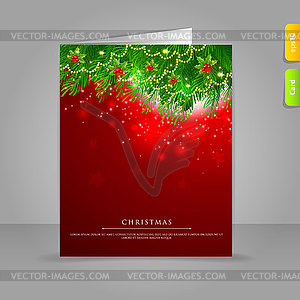 Gift card with Xmas branch - vector image