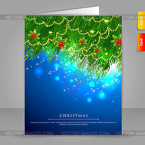 Gift card with Xmas branch - vector EPS clipart